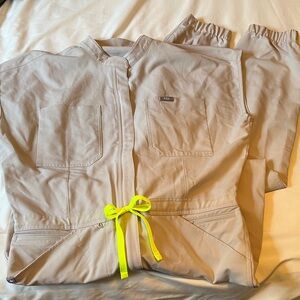 FIGS Bone Rafaela Cargo Scrub Jumpsuit in Size L